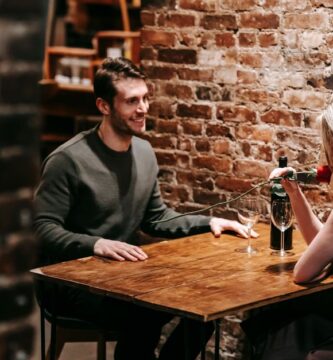 Couple enjoying a romantic dinner date together