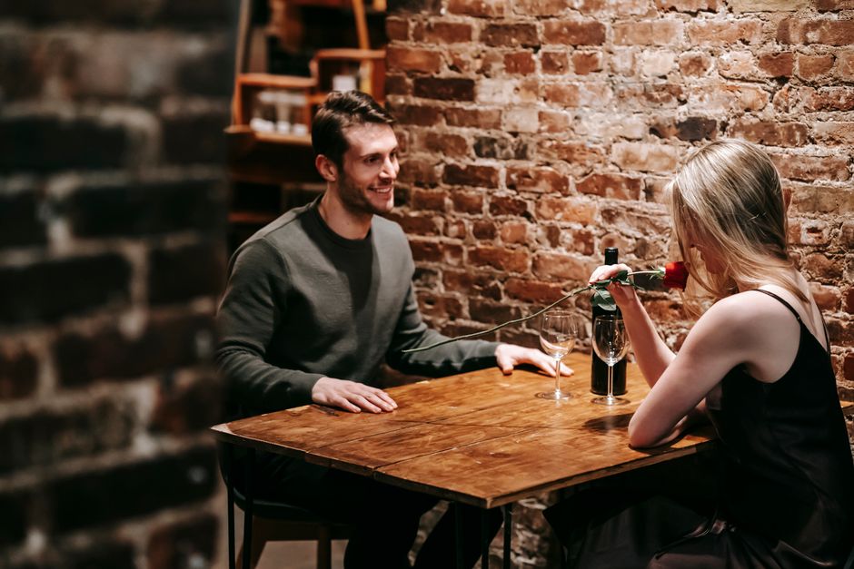 Couple enjoying a romantic dinner date together